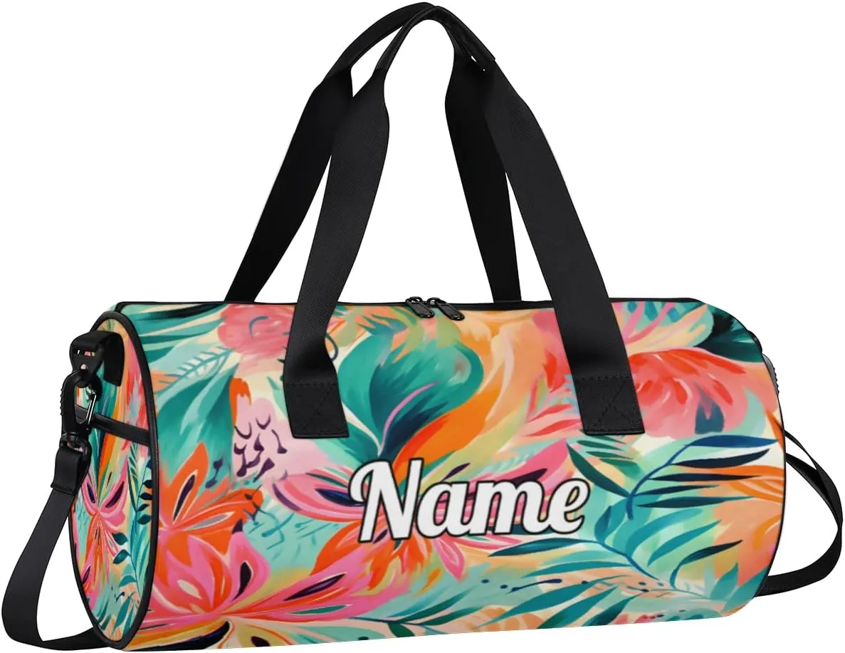 Custom Dance Duffel Bag Sport Backpacks Gyms and Weekend Overnight Travel Duffle Bag Birthday Christmas Halloween Waterproof, Coconut Palms Watercolor Style