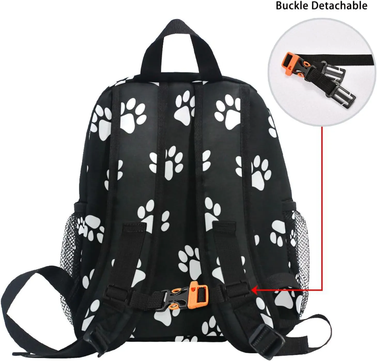 Custom Dog Paw Print Kids Backpack for Girls Boys, Animal Puppy Footprint Toddler Casual Daypack Backpacks, Personalized with Kid's Name Preschool School Bag, Children Travel Bookbag with Chest Strap
