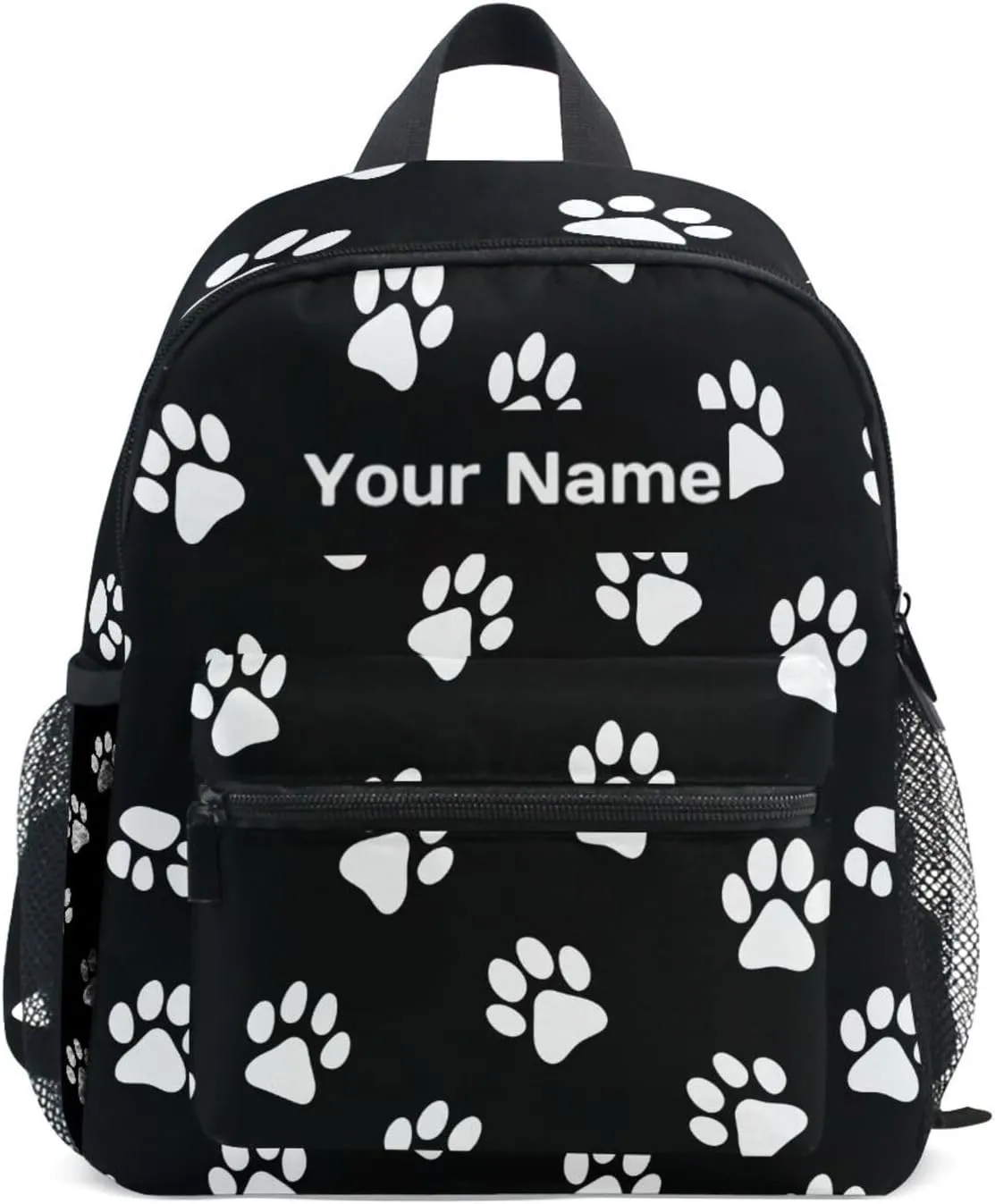 Custom Dog Paw Print Kids Backpack for Girls Boys, Animal Puppy Footprint Toddler Casual Daypack Backpacks, Personalized with Kid's Name Preschool School Bag, Children Travel Bookbag with Chest Strap