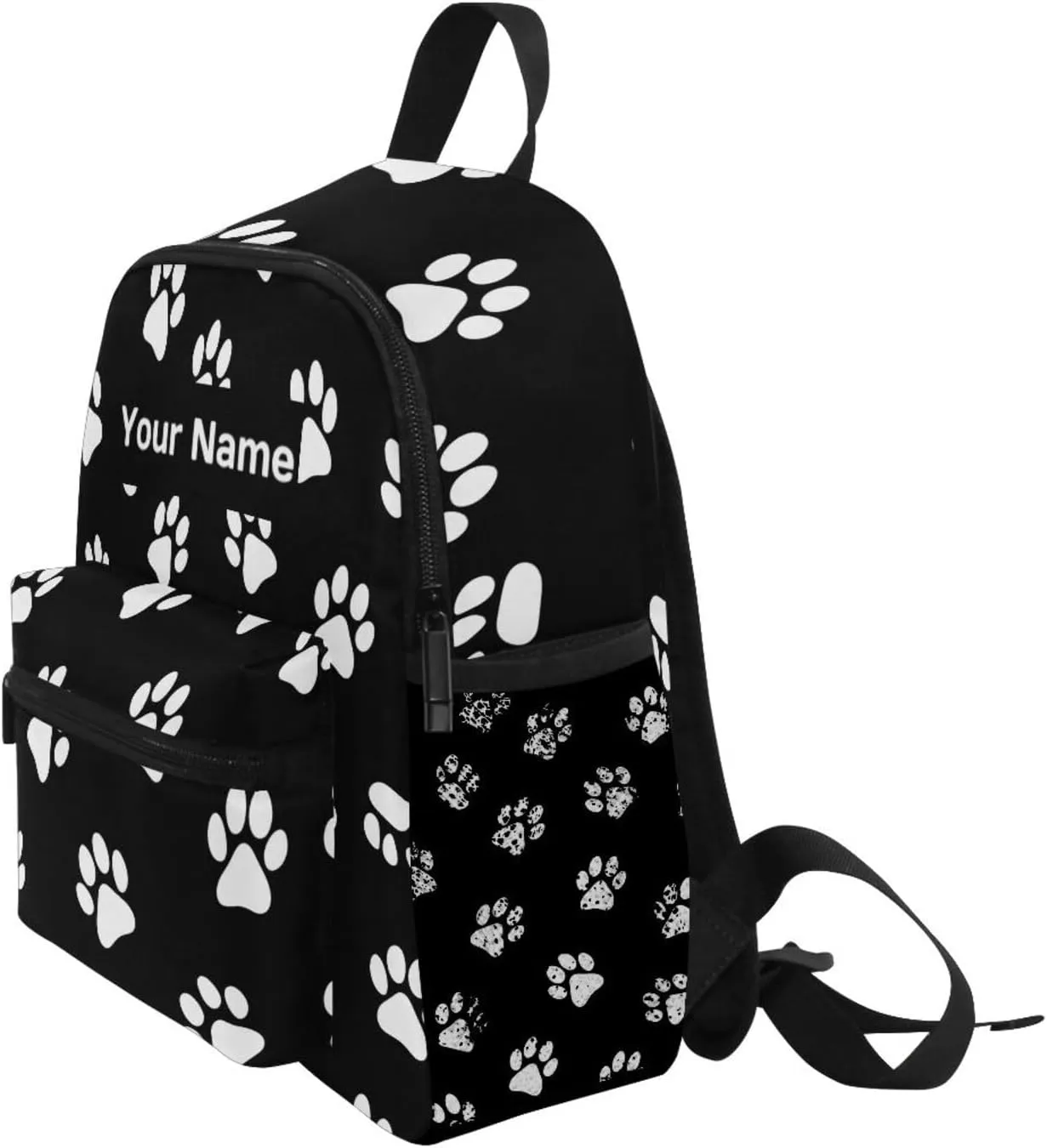 Custom Dog Paw Print Kids Backpack for Girls Boys, Animal Puppy Footprint Toddler Casual Daypack Backpacks, Personalized with Kid's Name Preschool School Bag, Children Travel Bookbag with Chest Strap