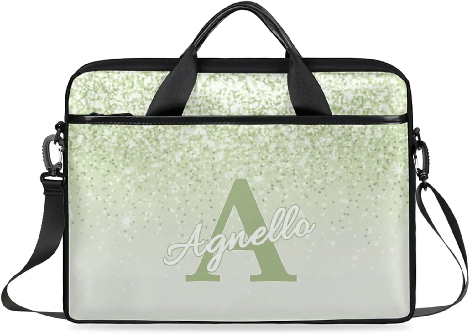 Custom Glitter Capital Laptop-Bags, Personalized Name Computer Bags Laptop Case for Business Work, 15 Inch