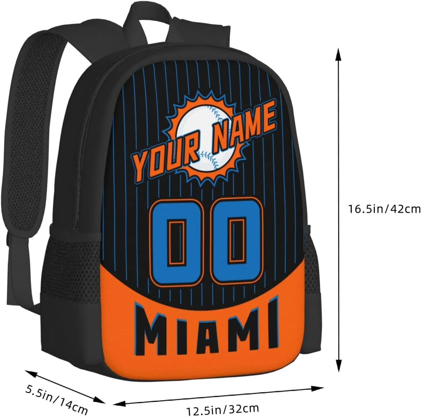 Custom Miami Backpack for Boy Girl Personalized Name Number High Capacity School Backpacks Laptop Bag Casual Travel Backpack Men Women