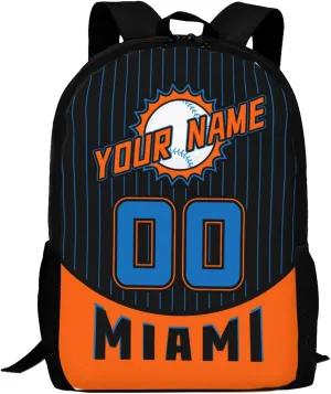 Custom Miami Backpack for Boy Girl Personalized Name Number High Capacity School Backpacks Laptop Bag Casual Travel Backpack Men Women