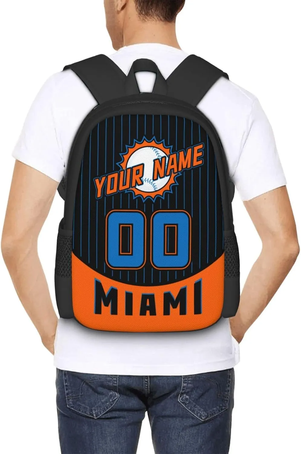 Custom Miami Backpack for Boy Girl Personalized Name Number High Capacity School Backpacks Laptop Bag Casual Travel Backpack Men Women