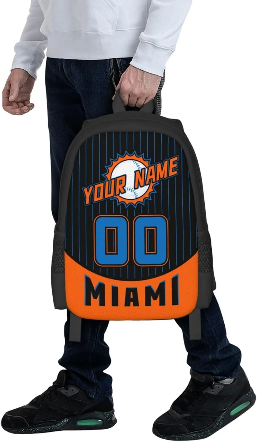 Custom Miami Backpack for Boy Girl Personalized Name Number High Capacity School Backpacks Laptop Bag Casual Travel Backpack Men Women