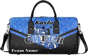 Custom Name Cheerleader Bag Personalized Gym Bag Sport Duffel Bags Customized Cheerleading Bag Overnight Bag, Dark Blue Glitter