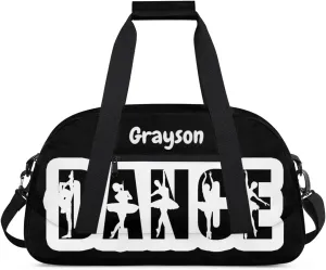 Custom Name Dance Gym Bag Personalized Ballet Sport Duffel Bag Training Bag Carry On Overnight Weekender Travel Tote Bags, Black