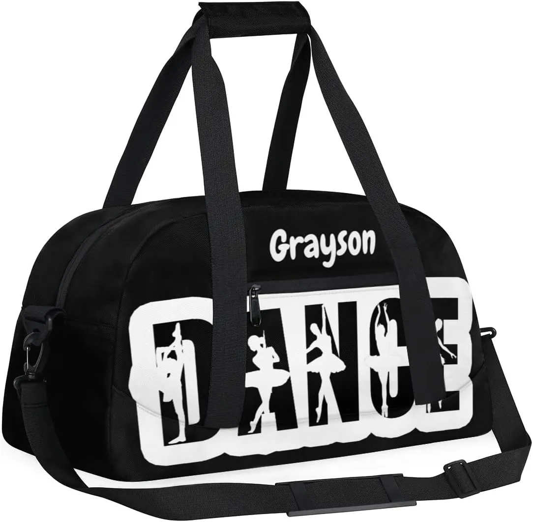 Custom Name Dance Gym Bag Personalized Ballet Sport Duffel Bag Training Bag Carry On Overnight Weekender Travel Tote Bags, Black