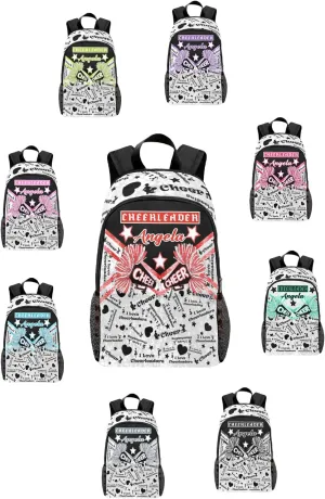 Custom Red Cheerleaders Glitter Print School Backpacks Multipurpose Casual Bag Personalized with Name Waterproof Sport Daypack Travel Man Woman Bags