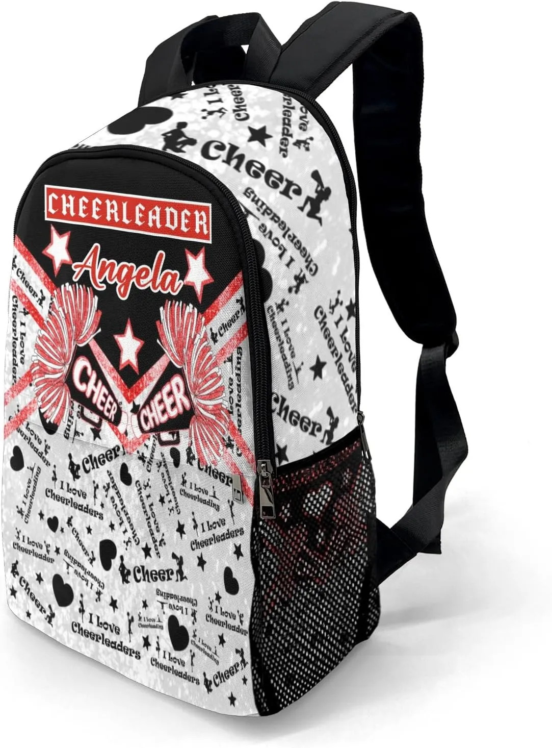 Custom Red Cheerleaders Glitter Print School Backpacks Multipurpose Casual Bag Personalized with Name Waterproof Sport Daypack Travel Man Woman Bags