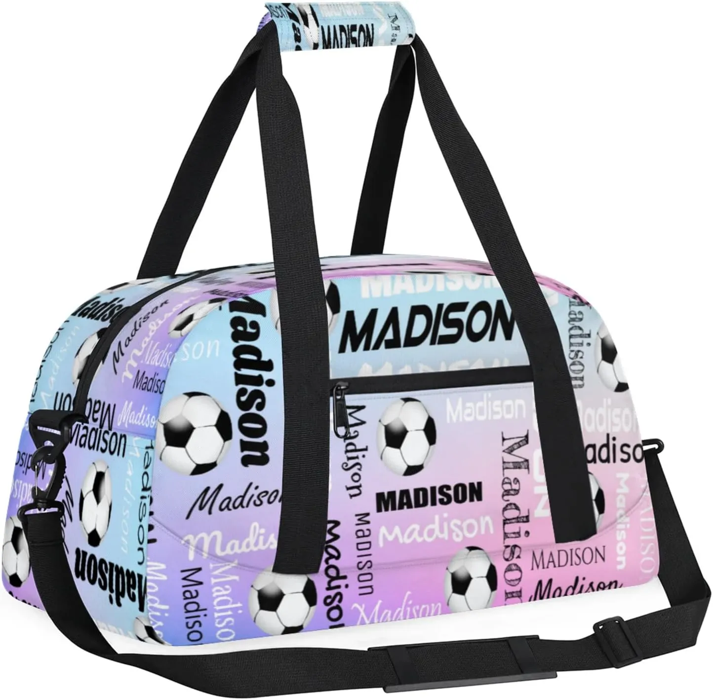 Custom Soccer Gym Bag Duffel Bag for Women Men, Personalized Name Travel Sport Bags Customized Footballs Bag, Cut Glitter Pattern