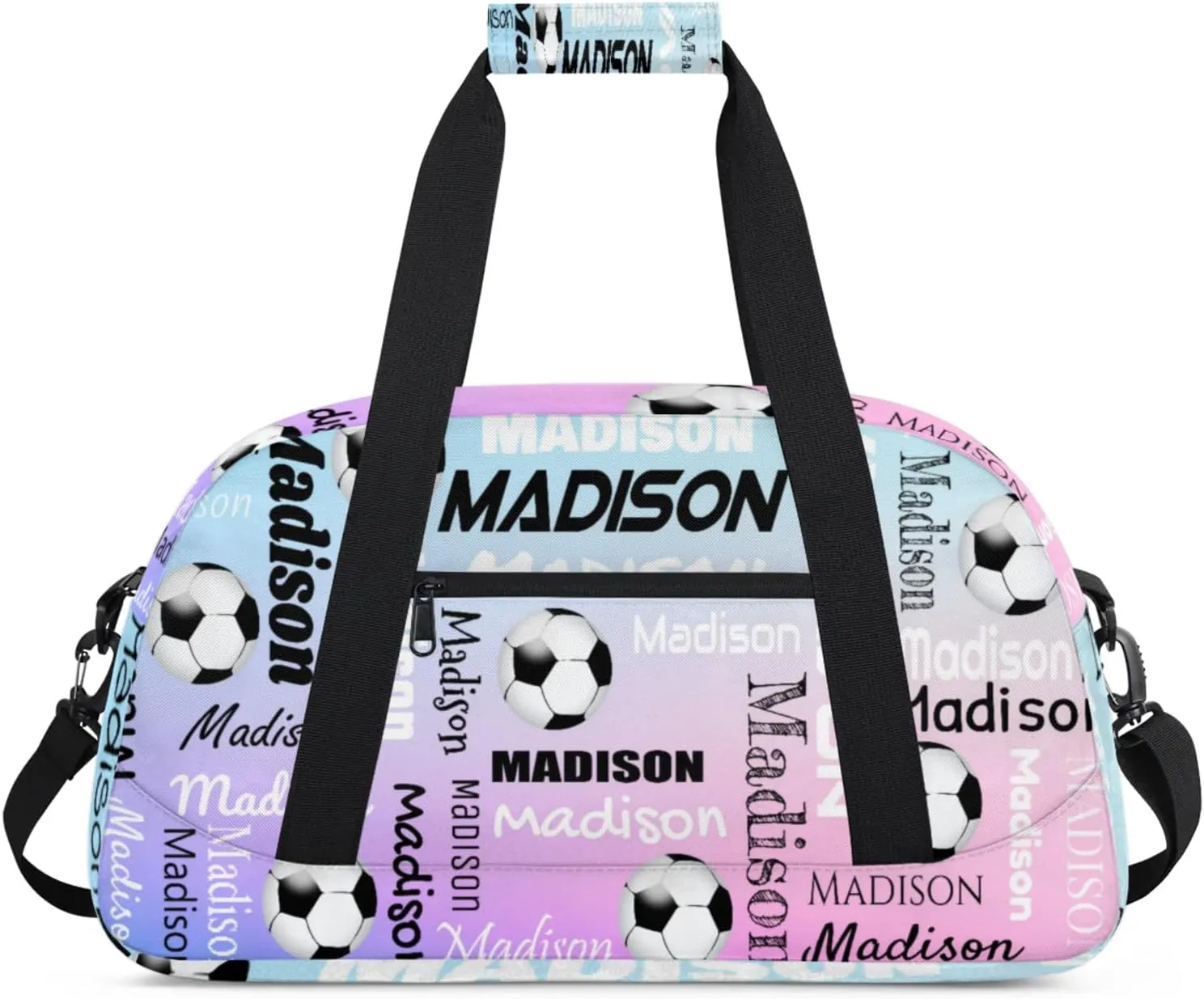 Custom Soccer Gym Bag Duffel Bag for Women Men, Personalized Name Travel Sport Bags Customized Footballs Bag, Cut Glitter Pattern