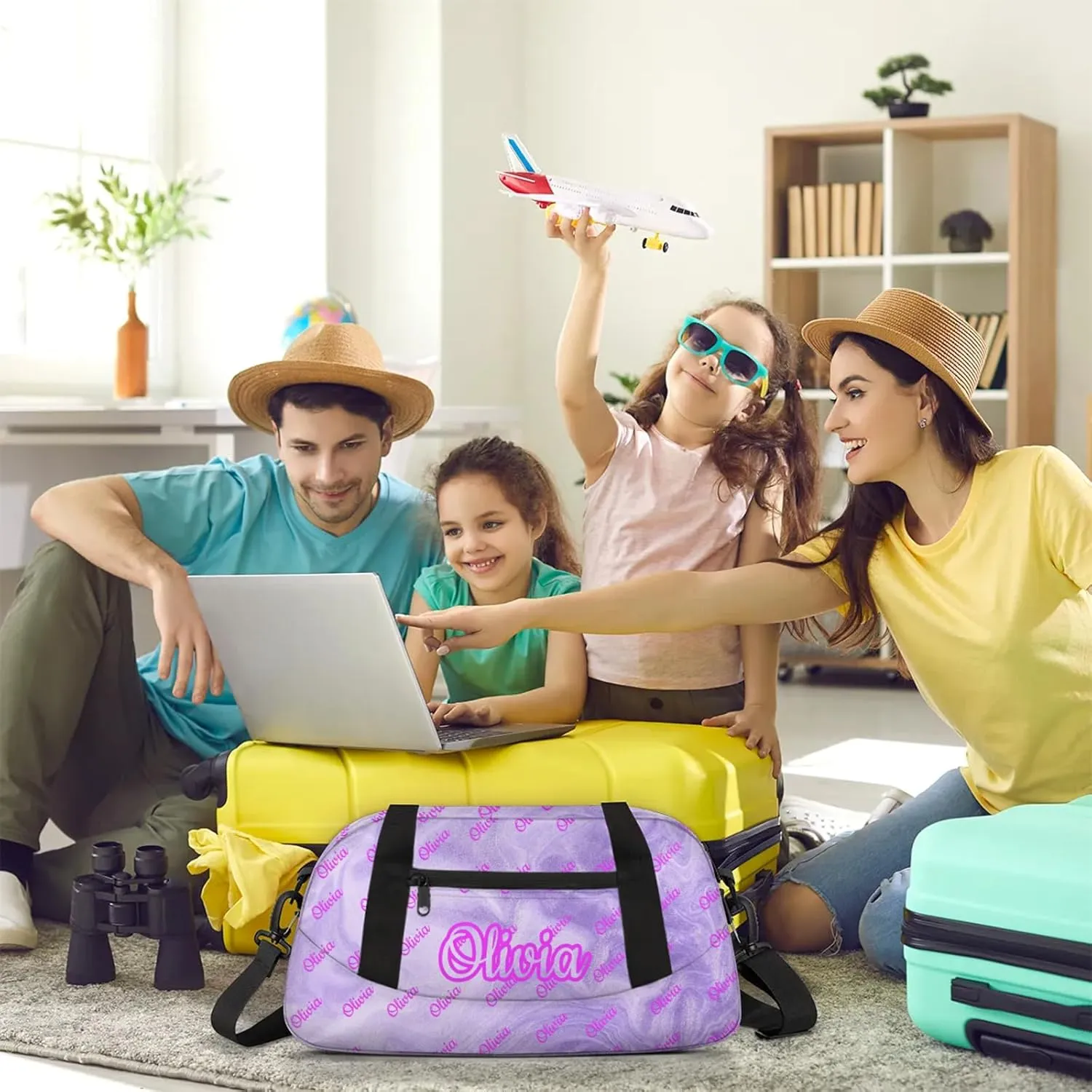 Custom Sport Duffel Bags Personalized Travel Overnight Bag Waterproof Dance Bag Lightweight Carry-On Tote for Women Men 18.5in, Purple Fluid Glitter