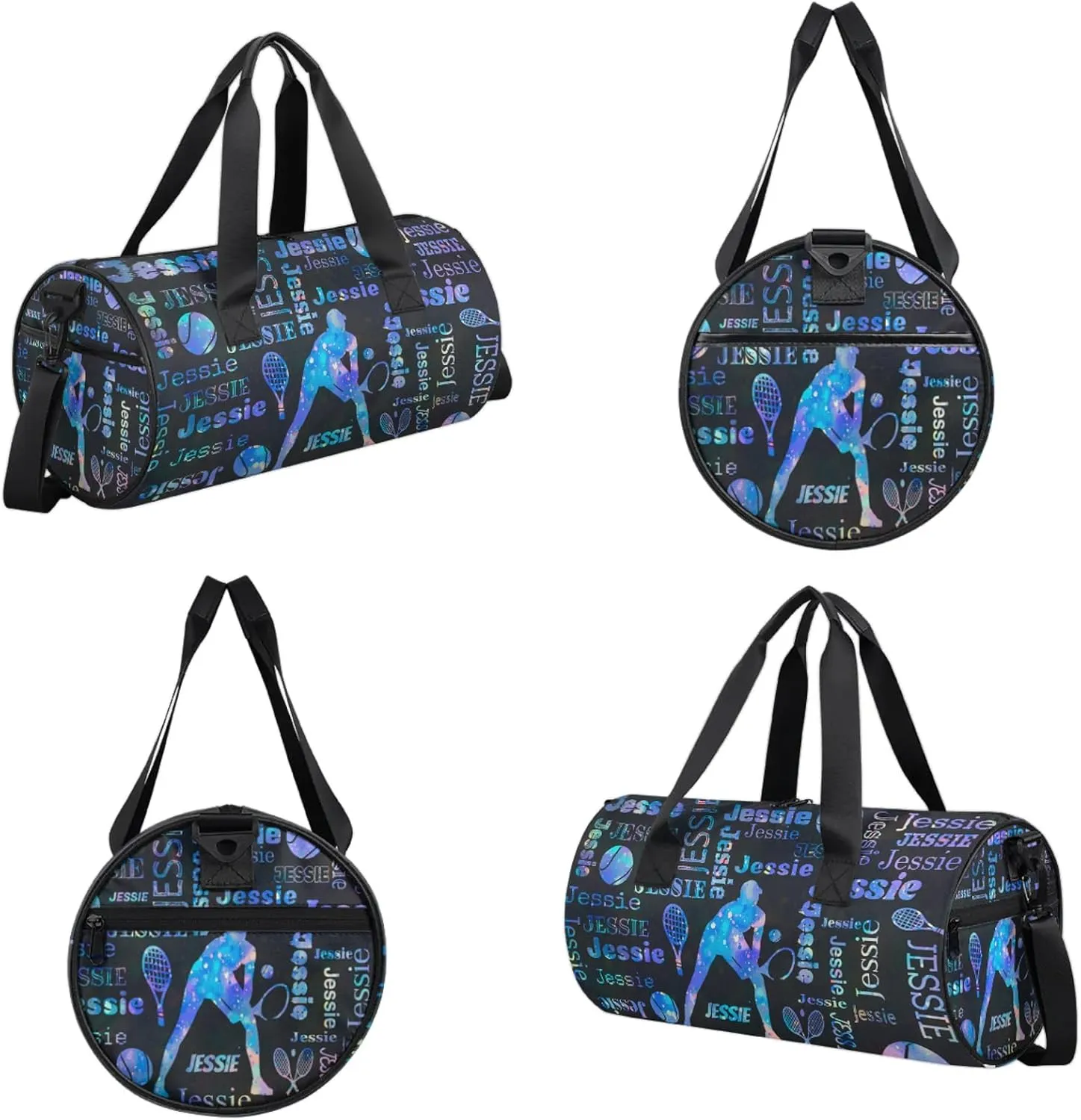 Custom Tennis Sport Bags Personalized Sports Gym Bag with Name Overnight Weekender Duffel Bag Customized Gifts for Women Men, Colorful Glitter