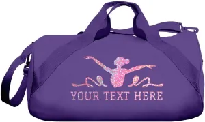 Custom Text Glitter Dance Duffel Bag: Barrel Duffel Bag