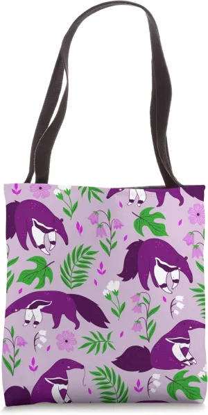 cute anteater purple floral Tote Bag