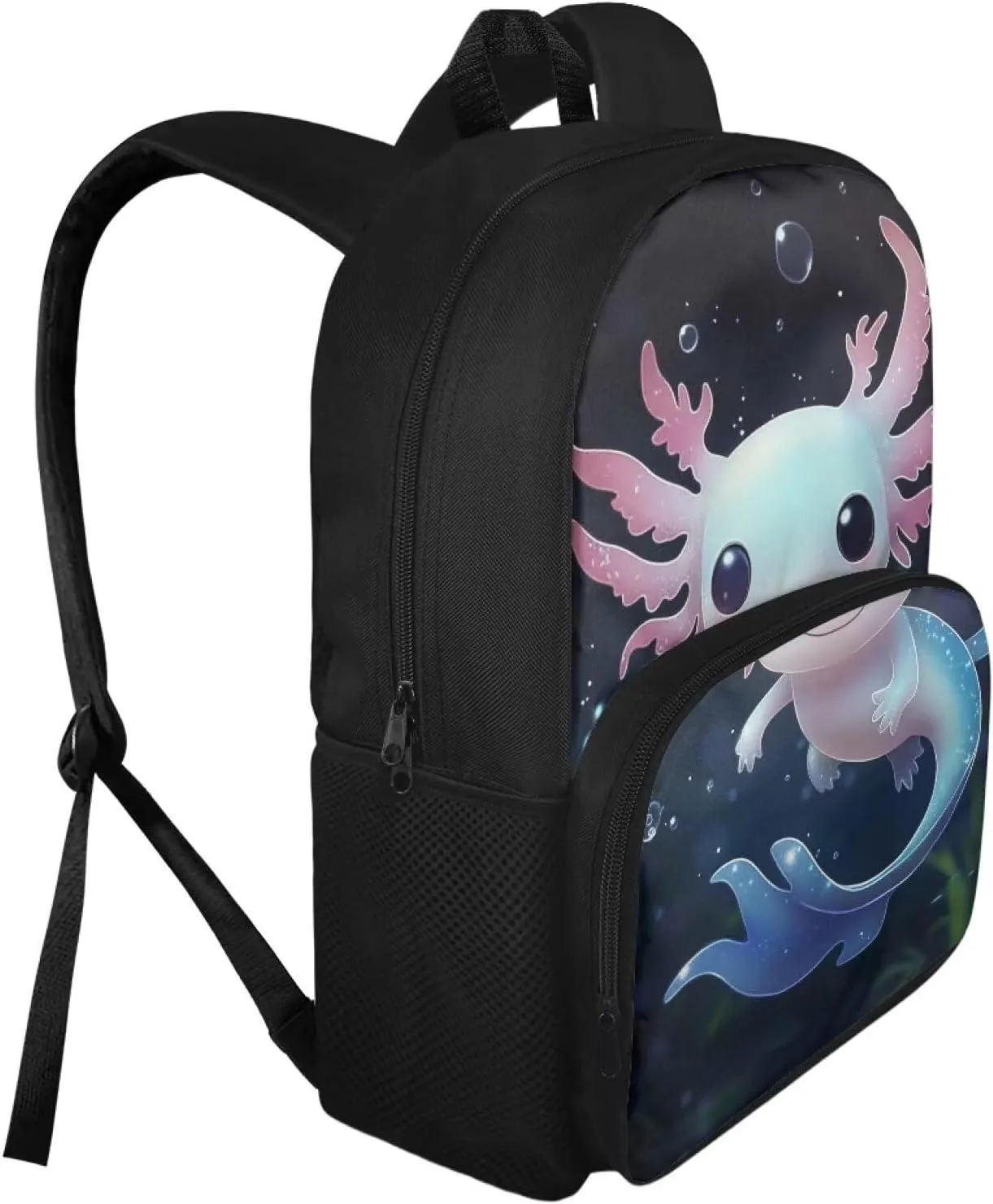 Cute Axolotl Backpack for Girls 15 Inch Primary School Student Backpacks with Adjustable Shoulder Strap Large Capacity Middle School Book Bags 6th Grade Boys Back to School