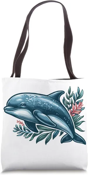 Cute Floral Phocoena phocoena Harbor porpoise Tote Bag