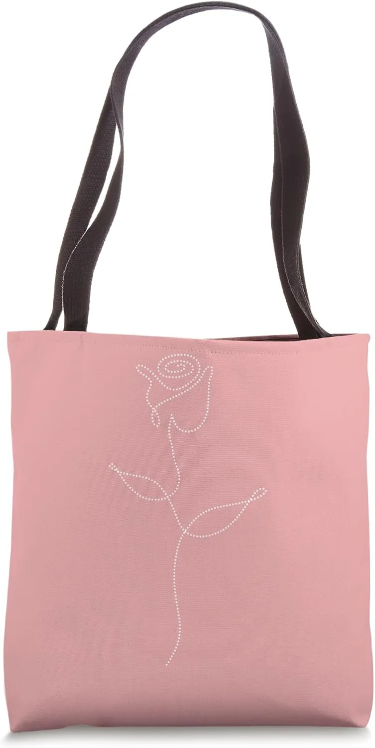 Cute Flower Line Art Elegant Floral Rose Tote Bag