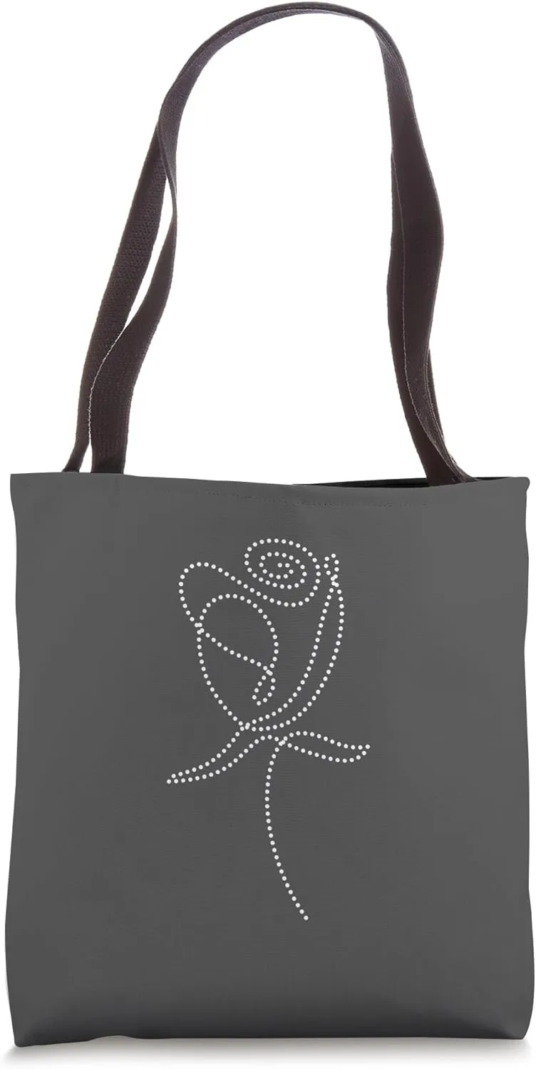 Cute Flower Line Art Elegant Floral Rose Tote Bag