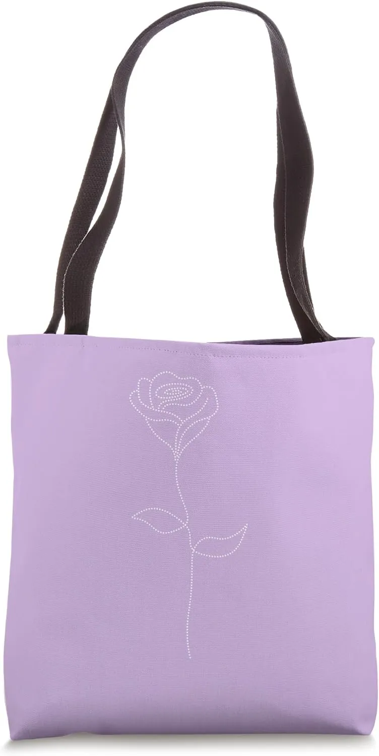 Cute Flower Line Art Elegant Floral Rose Tote Bag