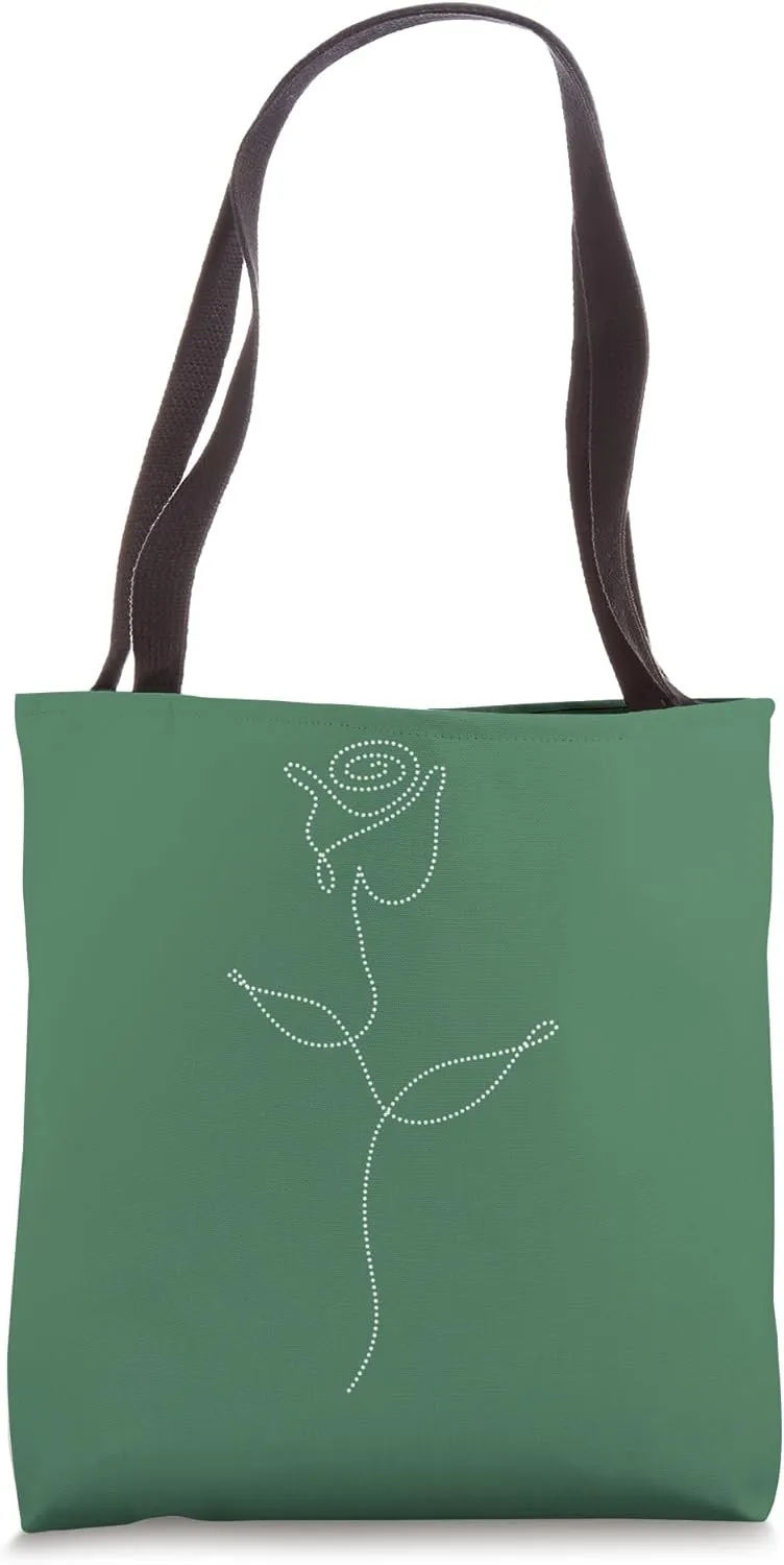 Cute Flower Line Art Elegant Floral Rose Tote Bag