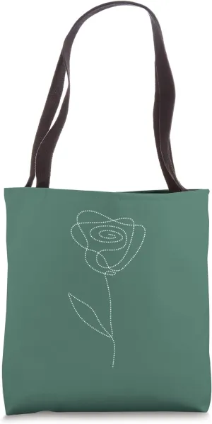 Cute Flower Line Art Elegant Floral Rose Tote Bag