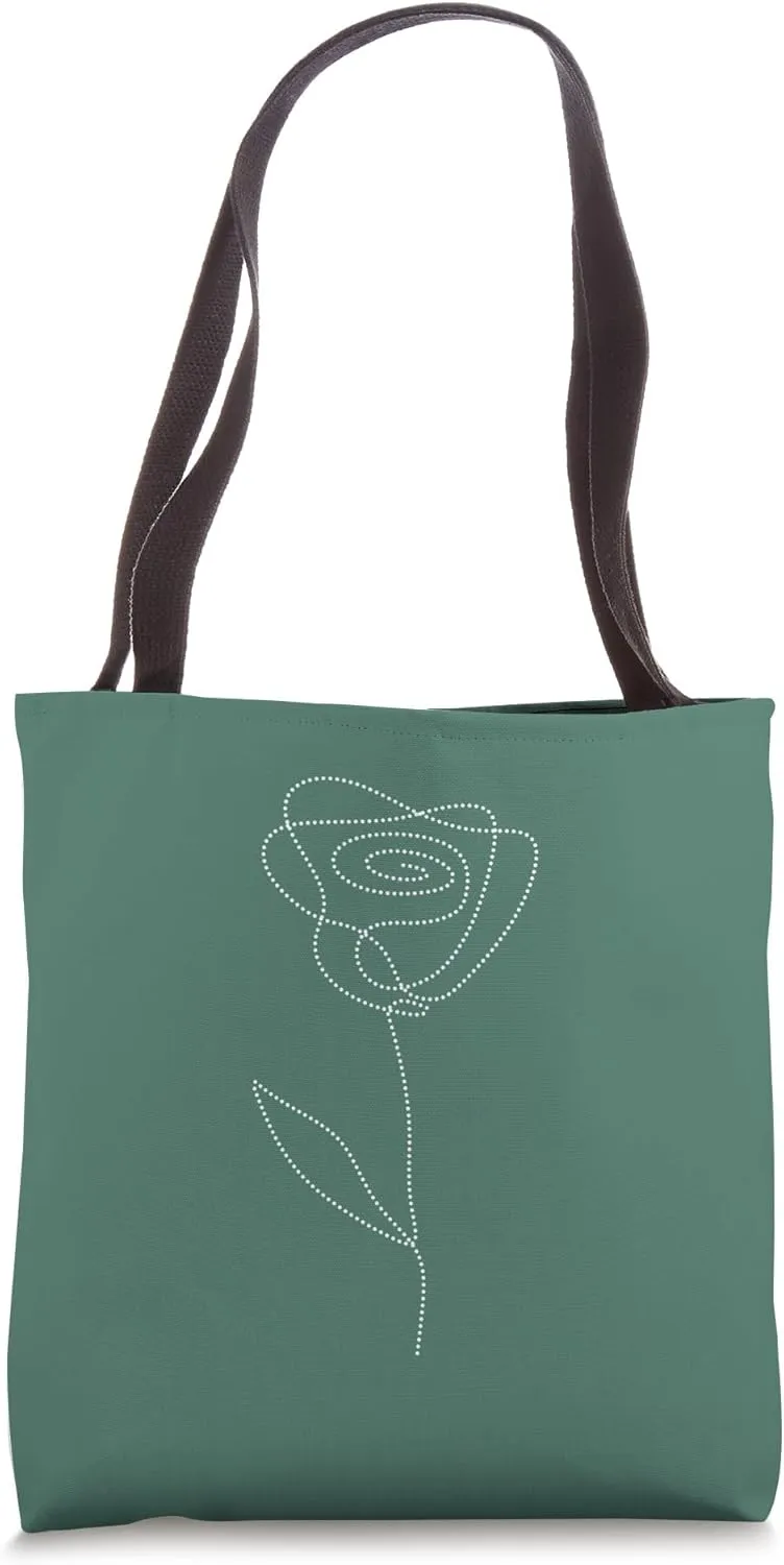 Cute Flower Line Art Elegant Floral Rose Tote Bag