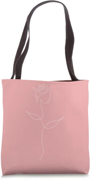 Cute Flower Line Art Elegant Floral Rose Tote Bag