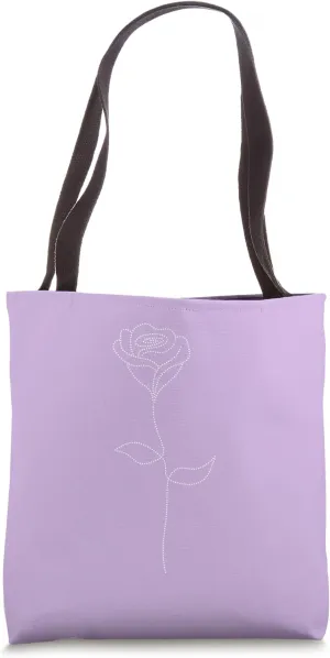 Cute Flower Line Art Elegant Floral Rose Tote Bag