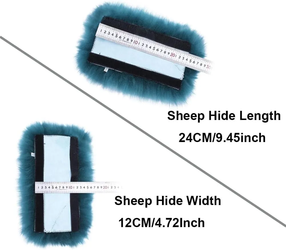 Cute Fuzzy Sheepskin Seat Belt Cover, Fluffy Long Wool Seatbelt Cover Pad for Universal Car Auto Accessories Pet Adults Women Bag Should Pad,2 Pack Blue