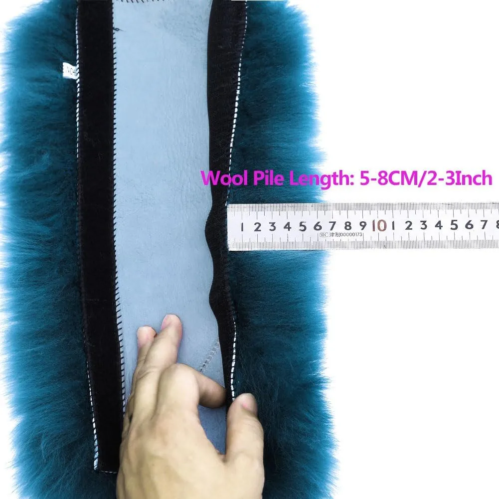 Cute Fuzzy Sheepskin Seat Belt Cover, Fluffy Long Wool Seatbelt Cover Pad for Universal Car Auto Accessories Pet Adults Women Bag Should Pad,2 Pack Blue