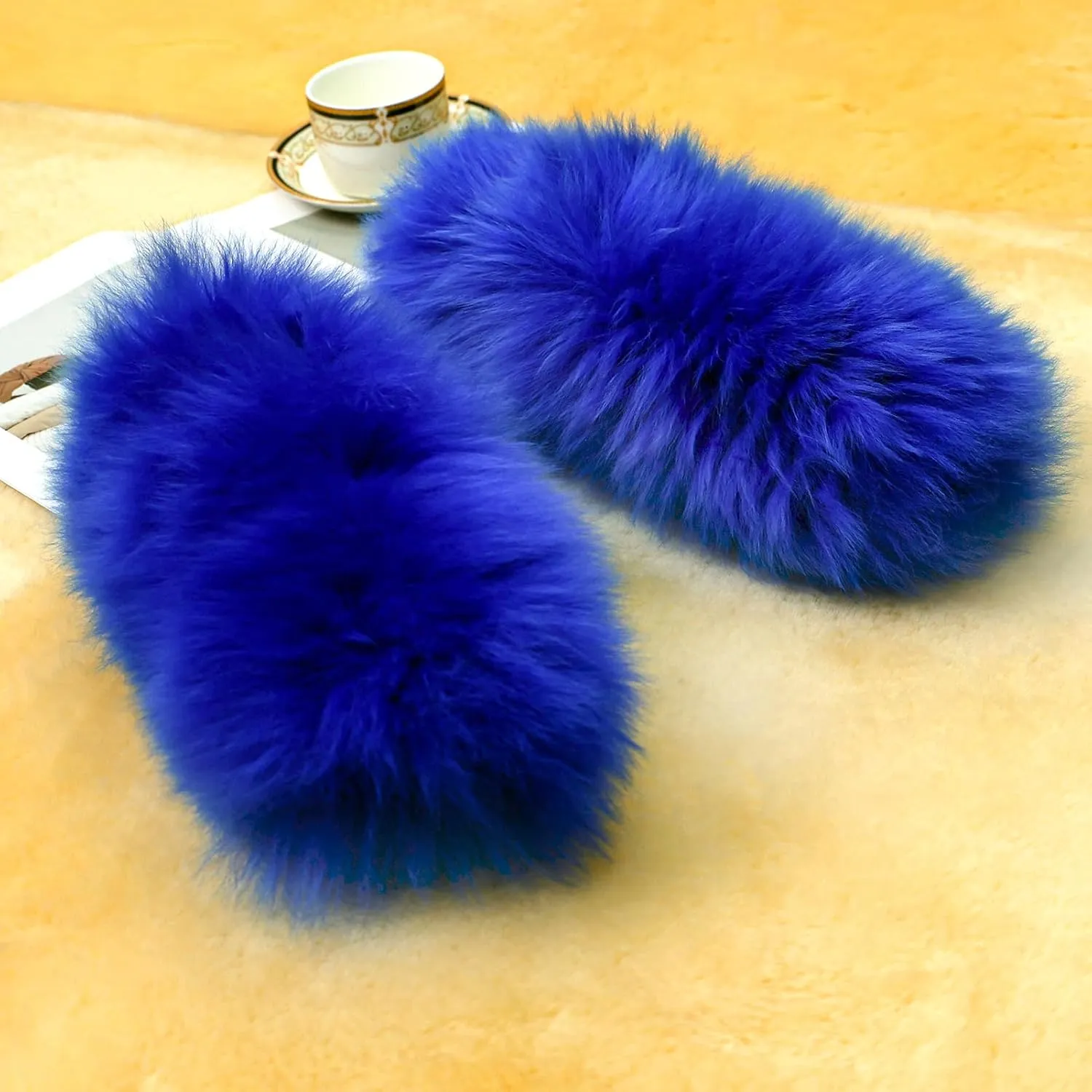 Cute Fuzzy Sheepskin Seat Belt Cover, Fluffy Long Wool Seatbelt Cover Pad for Universal Car Auto Accessories Pet Adults Women Bag Should Pad,2 Pack Blue