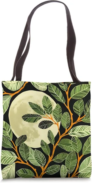 Cute Moonlight Botanical Birch Leaves Tote Bag