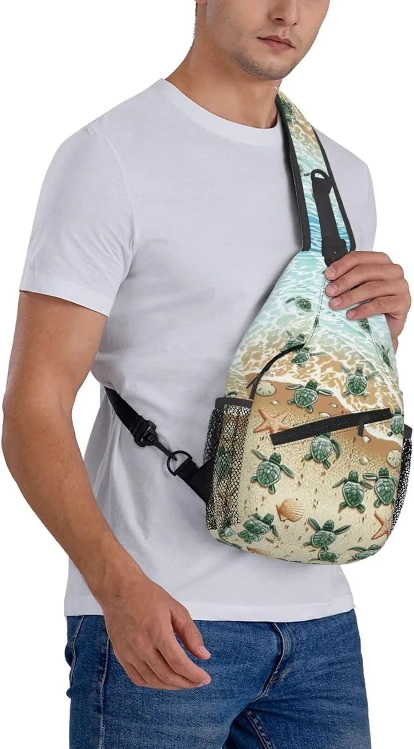 Cute Sea Turtles Crossbody Sling Bag Chest Bag Backpacks for Men Women Working,Travelling