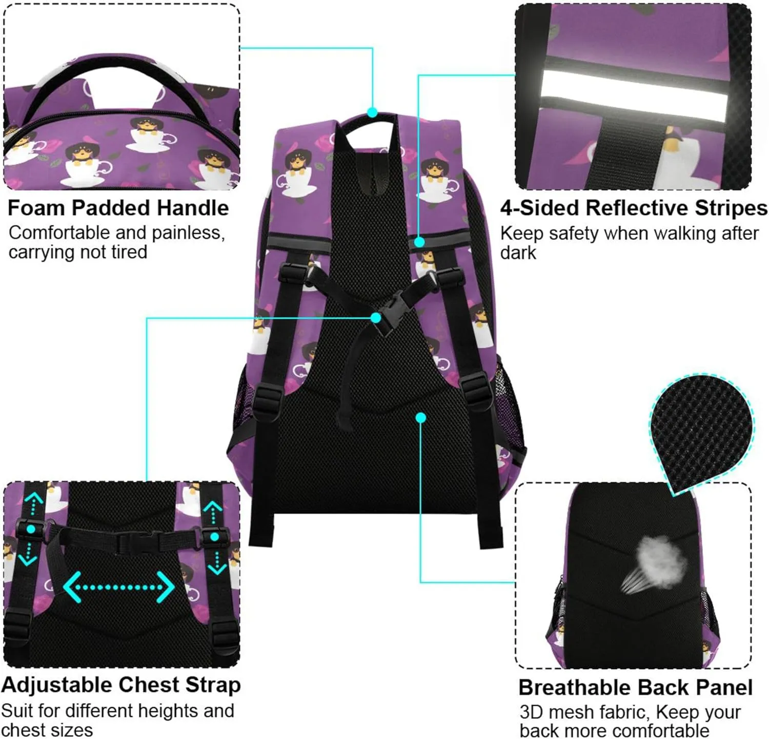 Dachshund Printing Backpack for Student Kids Rucksack Boys Girls School Bag Travel Daypack