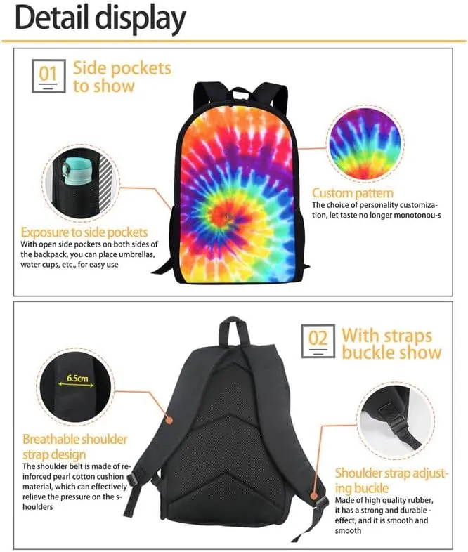 Daffodil Watercolor Painting School Backpack for Girls Cute Kids Flower Hand Drawing Lunch Boxes and Pencil Case 3-Pieces for Teens Boys School Pencil Cases Schoolbag Set