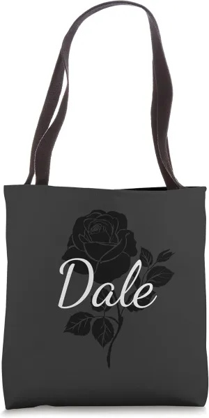 Dale - Custom Black Rose Gray Floral Personalized Tote Bag