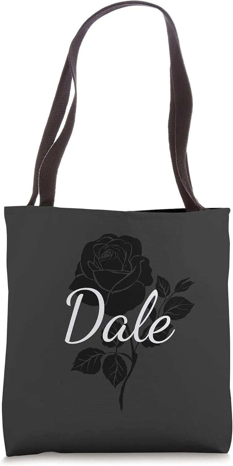 Dale - Custom Black Rose Gray Floral Personalized Tote Bag