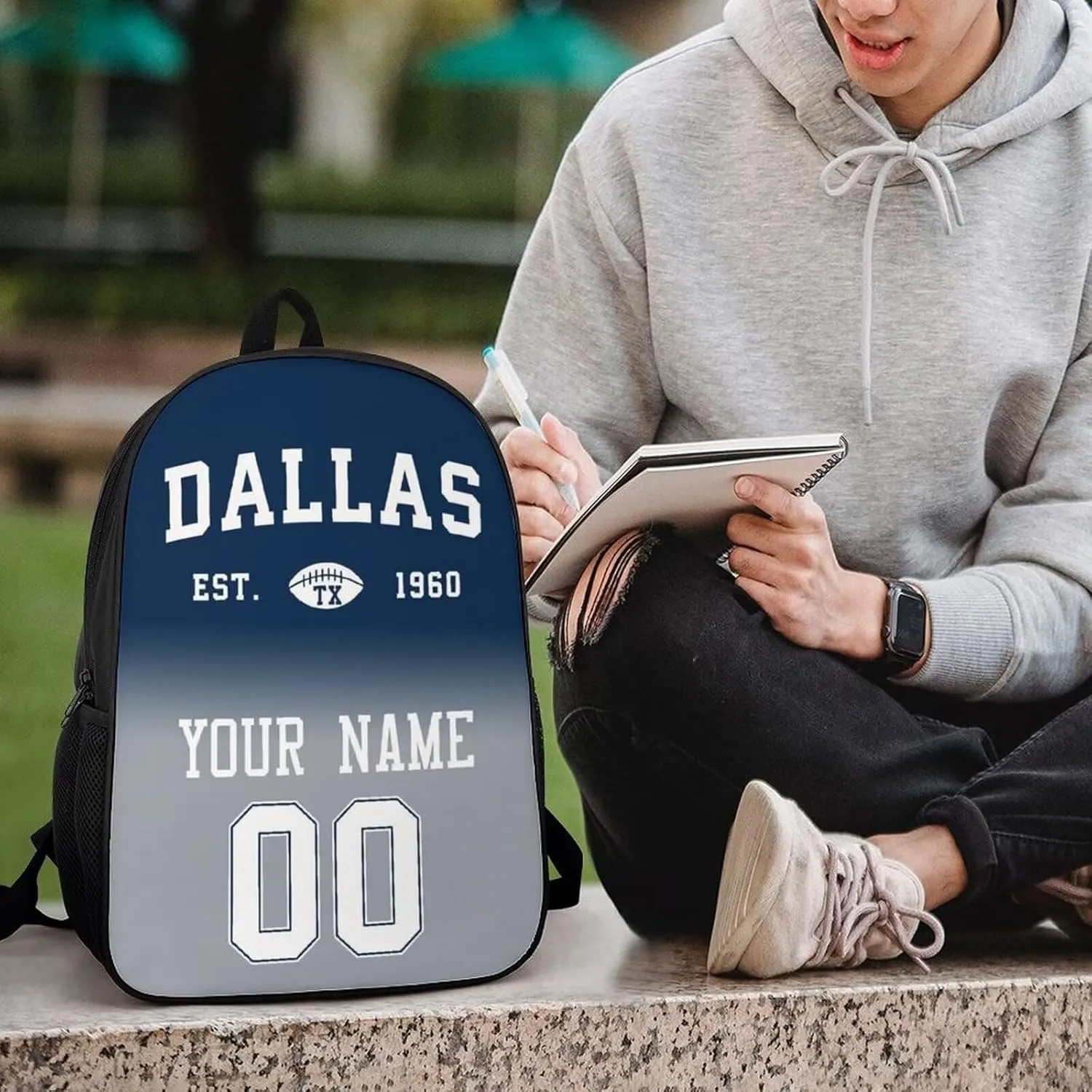 Dallas Shoulder Backpack,Sports Backpack,Suitable For School And Outdoor Use,Custom Name And Number,Gift For Sport Fans.