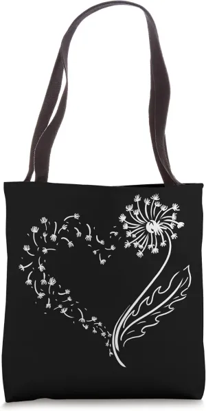 Dandelion Heart shape flying seeds Blown away women girls Tote Bag