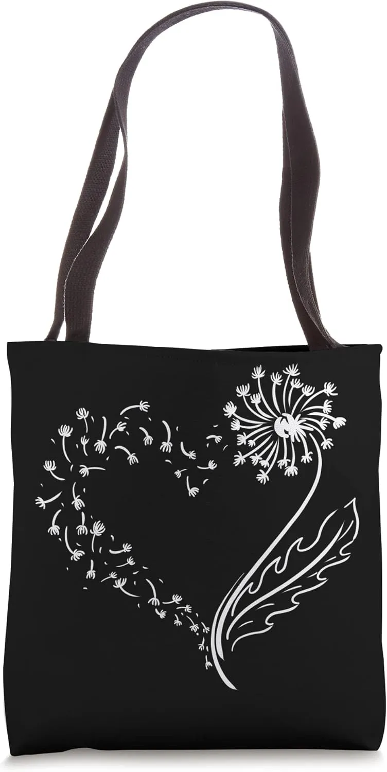 Dandelion Heart shape flying seeds Blown away women girls Tote Bag