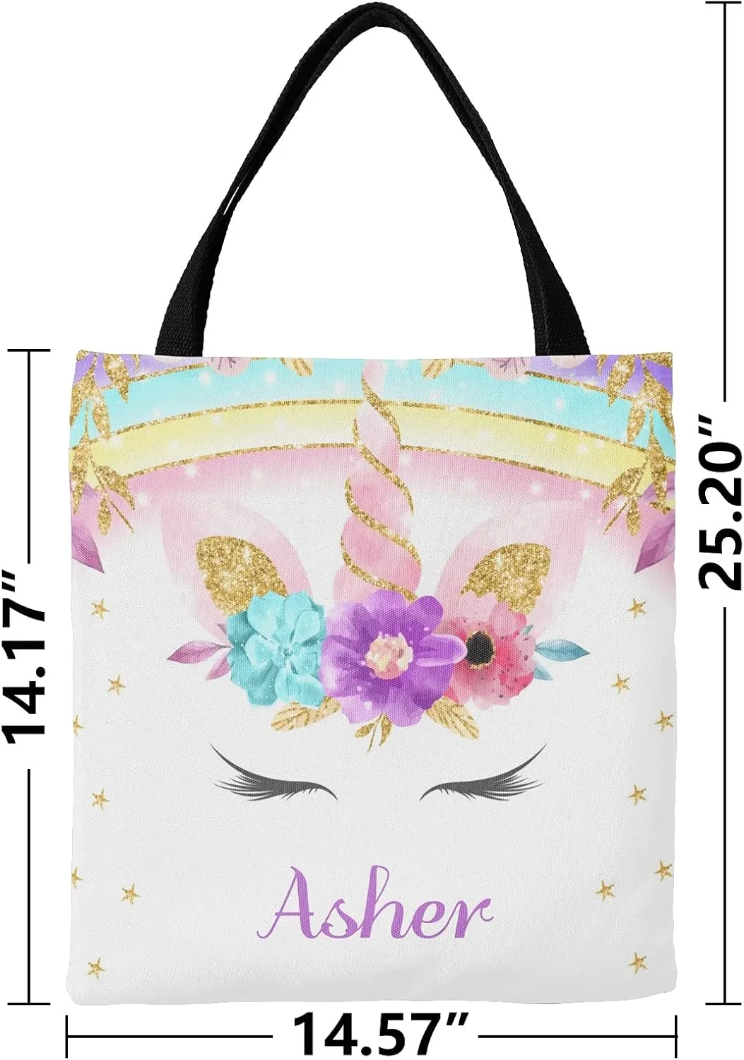 Deer Floral Pink Personalized Canvas Tote Bags for Women Kids, Reusable Bags for Shopping,Travel,School Handbag Gift