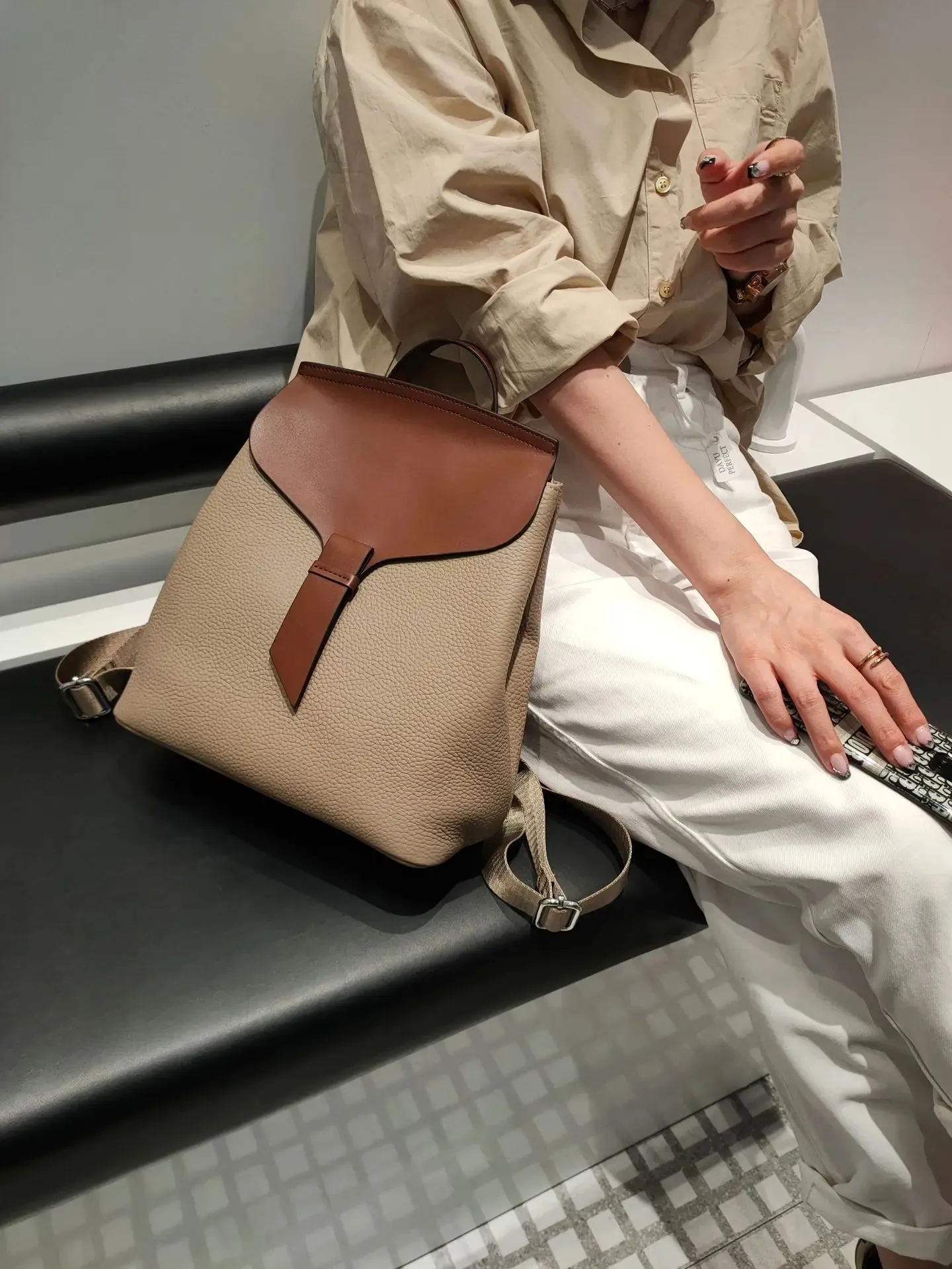 Designer College Girl School Book Bag Real Leather Women's Backpack Cowhide Shoulder Bag Travel Genuine Leather Backpacks