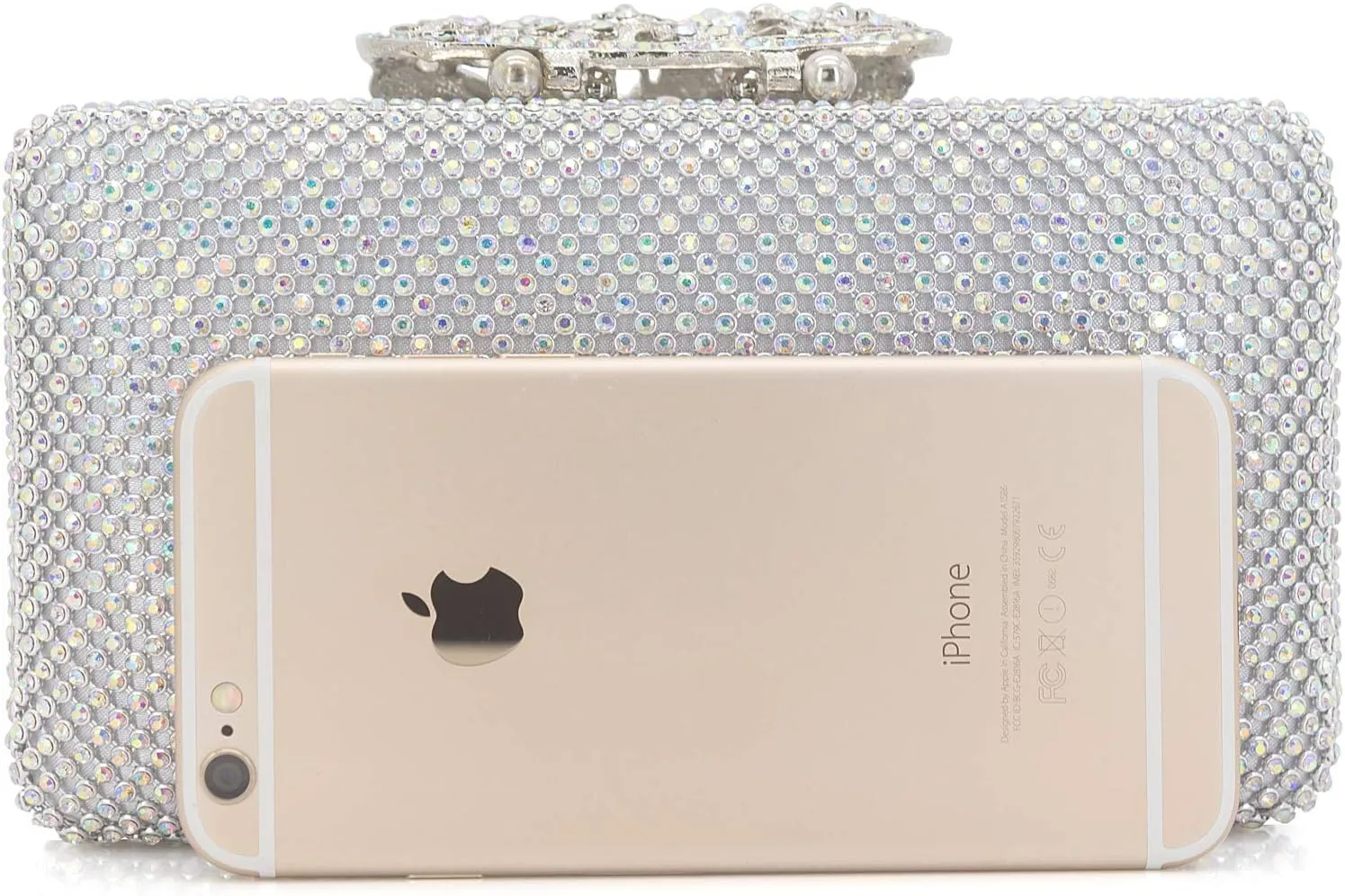 Dexmay Rhinestone Clutch Bag with Crystal Butterfly Clasp Women Evening Handbag Formal Party Purse