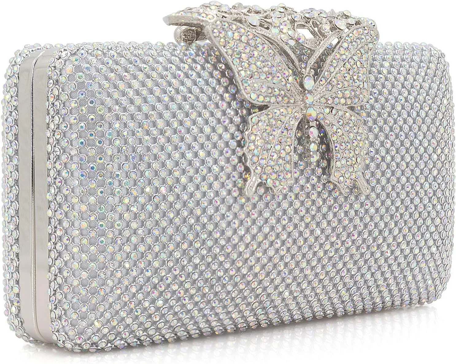 Dexmay Rhinestone Clutch Bag with Crystal Butterfly Clasp Women Evening Handbag Formal Party Purse