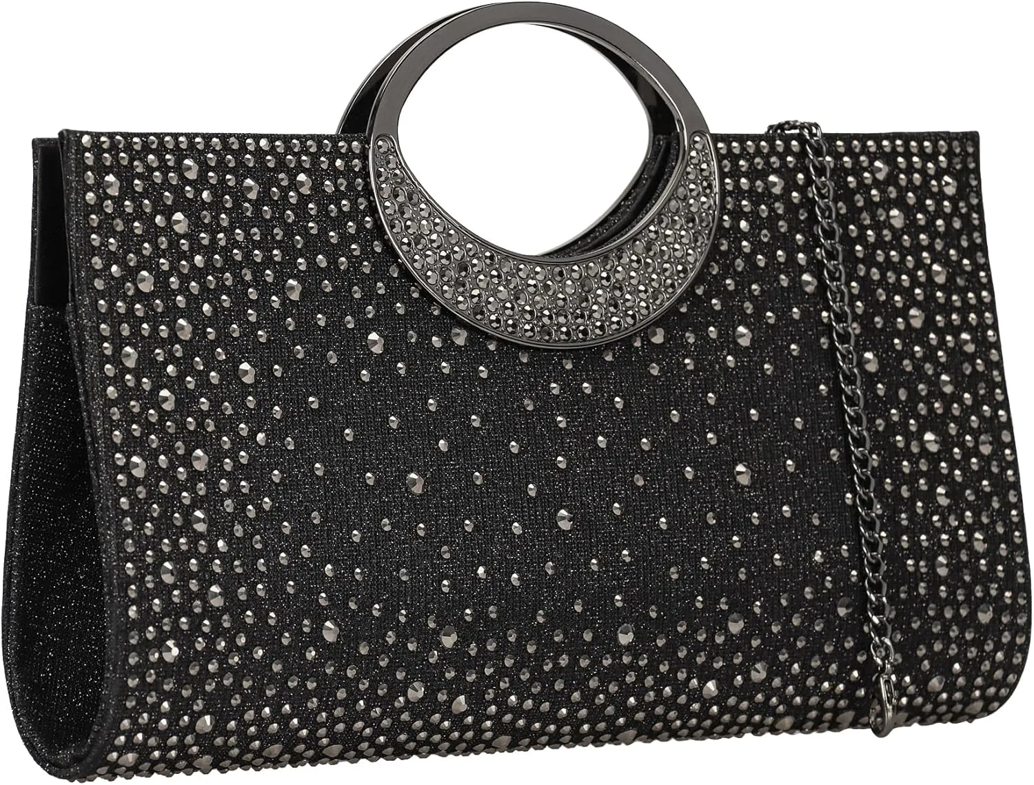 Dexmay Rhinestone Clutch Handbag with Crystal Handle for Wedding Party Elegant Clutch Purse for Women