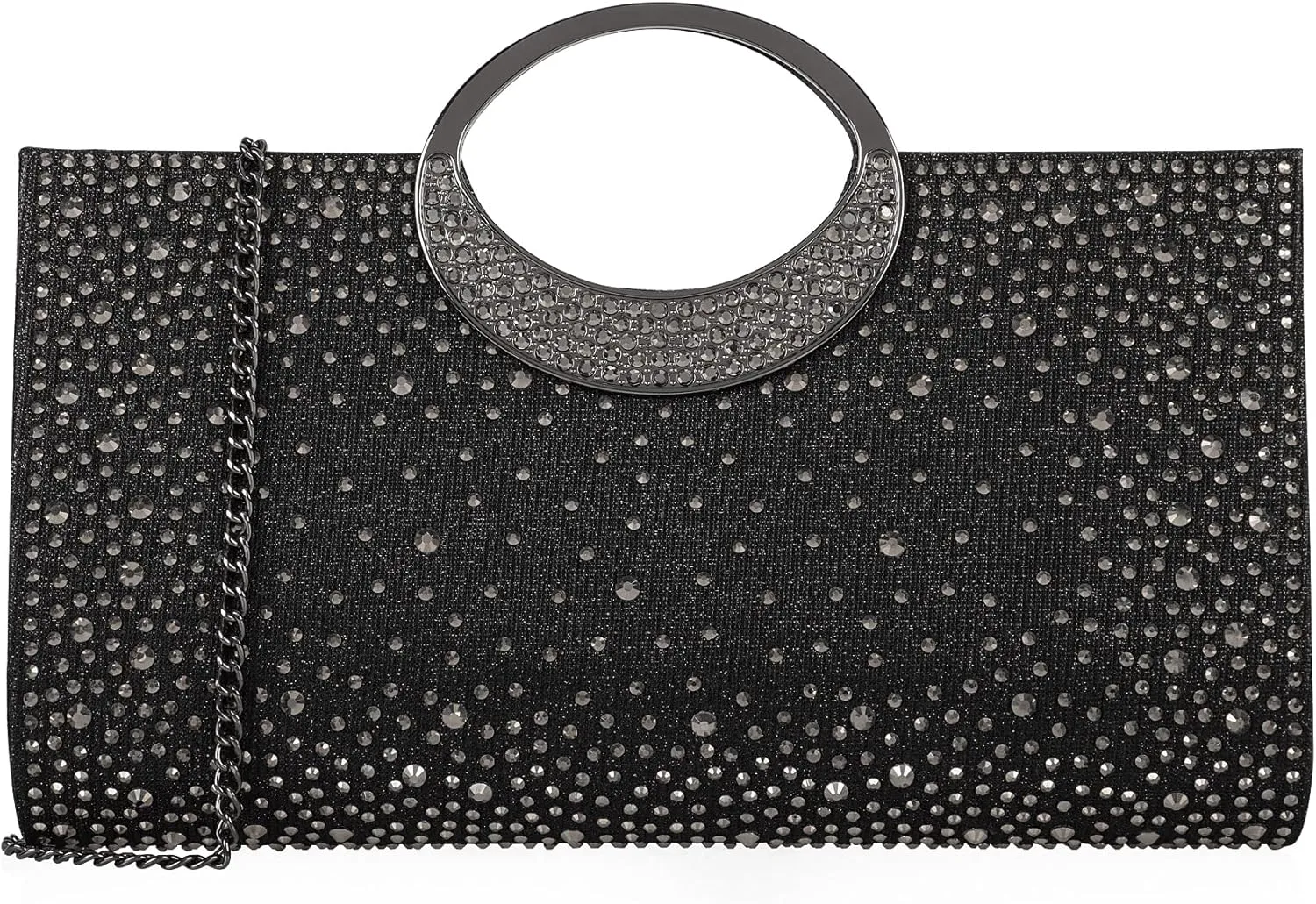 Dexmay Rhinestone Clutch Handbag with Crystal Handle for Wedding Party Elegant Clutch Purse for Women