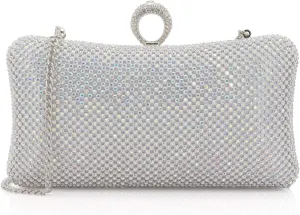 Dexmay Rhinestone Clutch Purse with Crystal Clasp Evening Handbag for Bridal Wedding Party