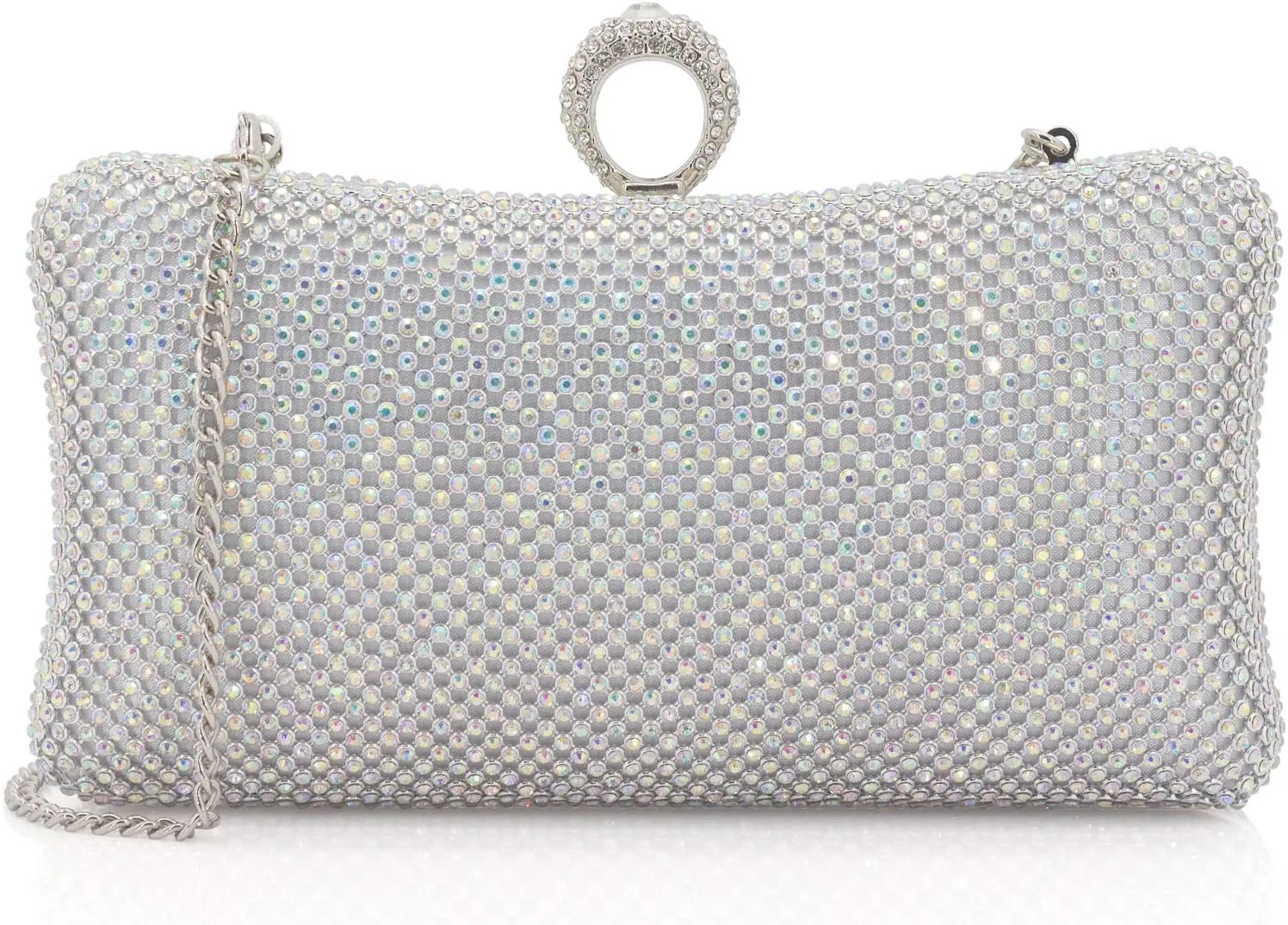 Dexmay Rhinestone Clutch Purse with Crystal Clasp Evening Handbag for Bridal Wedding Party